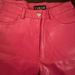 Leather pink pants